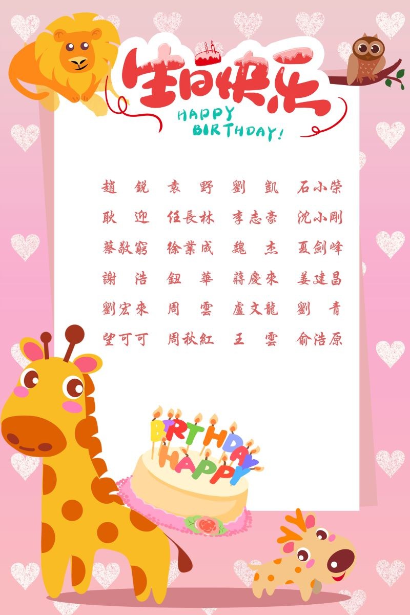 【生日祝福】恭祝08月生日的員工生日快樂！